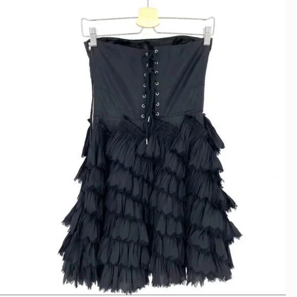 Betsey Johnson - Black Strapless Corset Cocktail Dress sz 6 - Picture 2 of 14